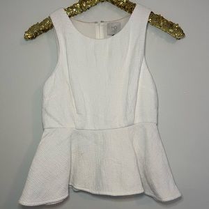 Anthropologie HD in Paris White Peplum Tank Size 0